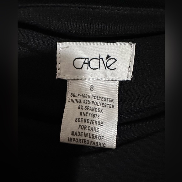 CACHE Deep V-Neck Crisscross Front, A-Line Dress with Bell Sleeves. Size: 8 - Picture 4 of 5